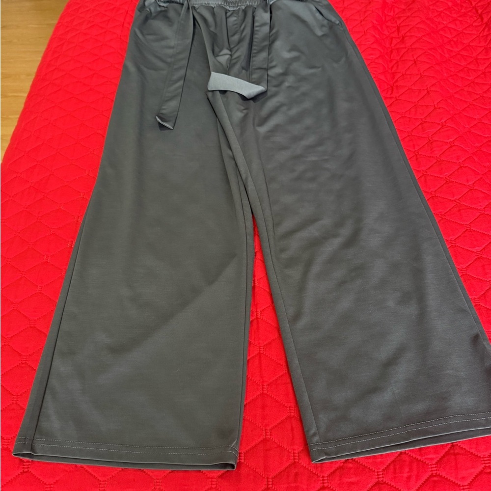 Coofandy Men Gray Wide-Leg Pants